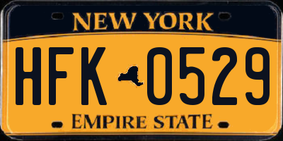 NY license plate HFK0529