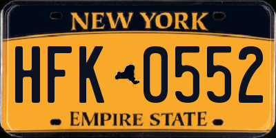 NY license plate HFK0552