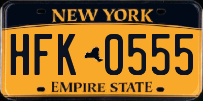 NY license plate HFK0555