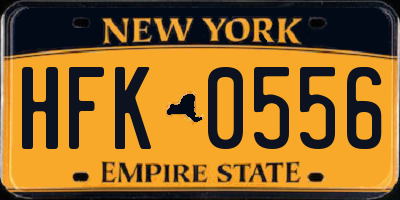 NY license plate HFK0556