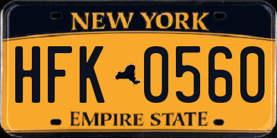 NY license plate HFK0560
