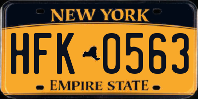 NY license plate HFK0563