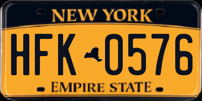 NY license plate HFK0576