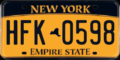 NY license plate HFK0598
