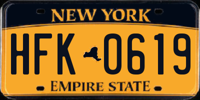 NY license plate HFK0619