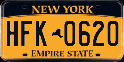 NY license plate HFK0620