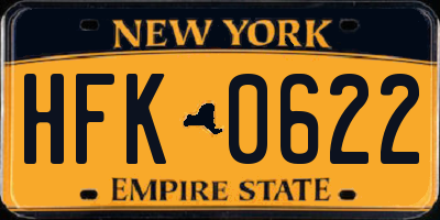 NY license plate HFK0622