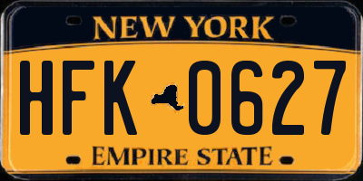 NY license plate HFK0627