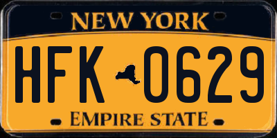 NY license plate HFK0629