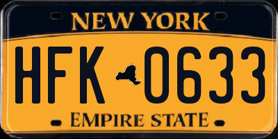 NY license plate HFK0633