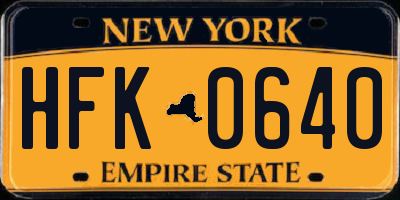NY license plate HFK0640