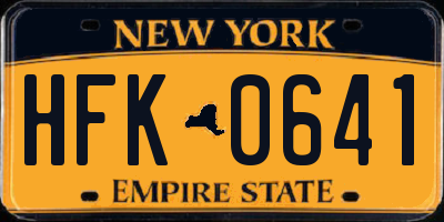 NY license plate HFK0641