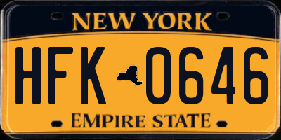 NY license plate HFK0646