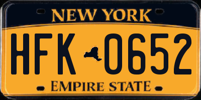 NY license plate HFK0652