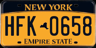 NY license plate HFK0658