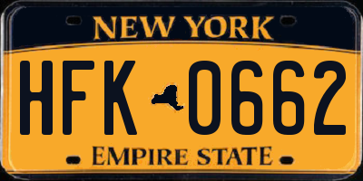NY license plate HFK0662