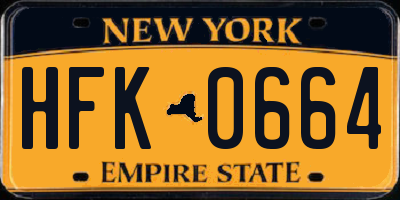 NY license plate HFK0664