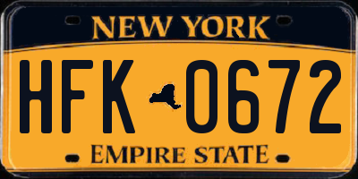 NY license plate HFK0672