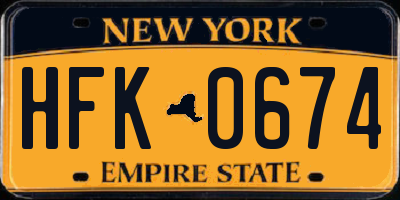 NY license plate HFK0674