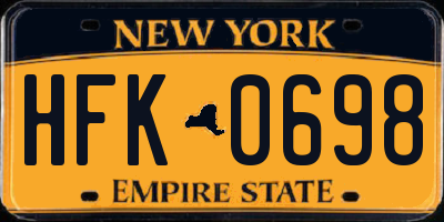NY license plate HFK0698