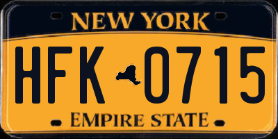 NY license plate HFK0715
