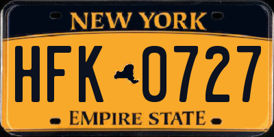 NY license plate HFK0727