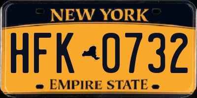 NY license plate HFK0732