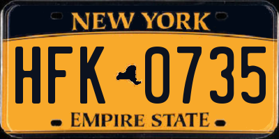 NY license plate HFK0735