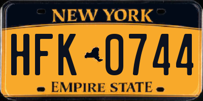 NY license plate HFK0744