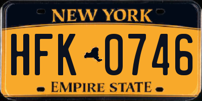 NY license plate HFK0746
