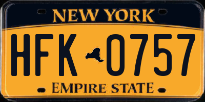 NY license plate HFK0757