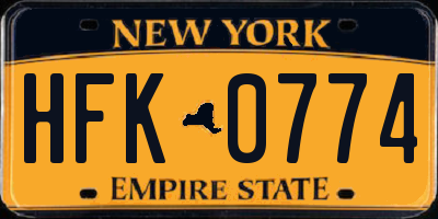 NY license plate HFK0774