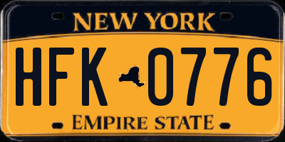 NY license plate HFK0776
