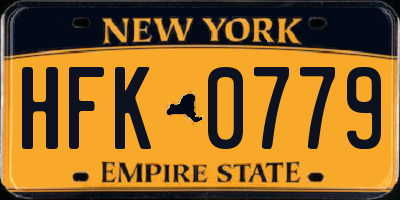 NY license plate HFK0779