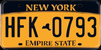 NY license plate HFK0793