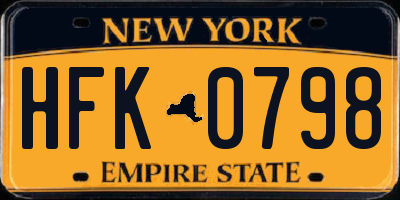 NY license plate HFK0798