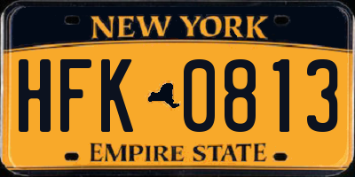 NY license plate HFK0813
