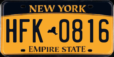 NY license plate HFK0816