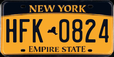 NY license plate HFK0824
