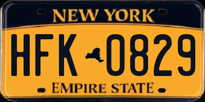 NY license plate HFK0829