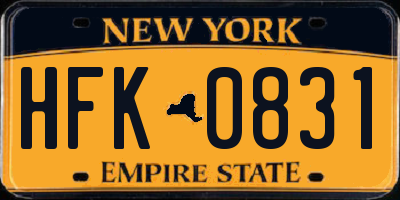 NY license plate HFK0831
