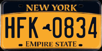 NY license plate HFK0834
