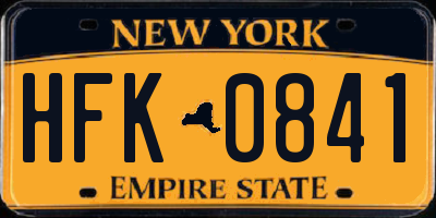 NY license plate HFK0841