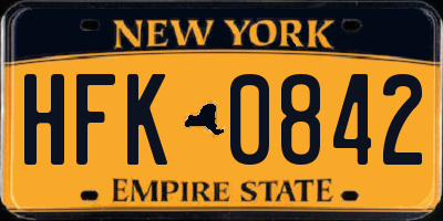NY license plate HFK0842