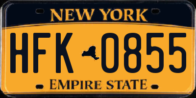 NY license plate HFK0855