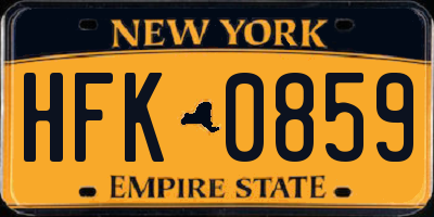 NY license plate HFK0859