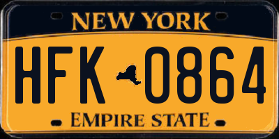 NY license plate HFK0864