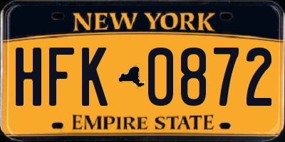 NY license plate HFK0872