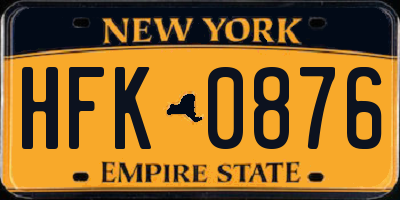 NY license plate HFK0876