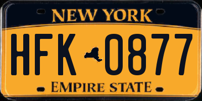 NY license plate HFK0877